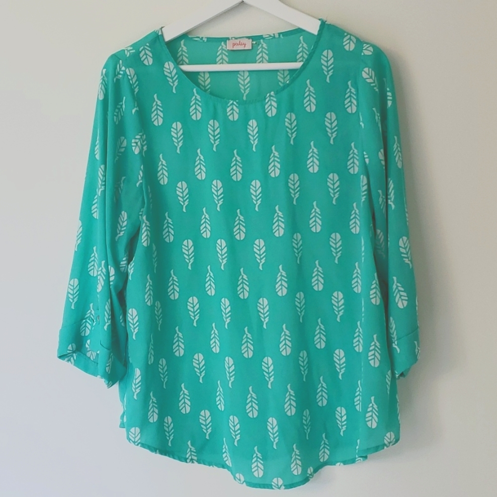 Pixley 3/4 sleeve green blouse Medium